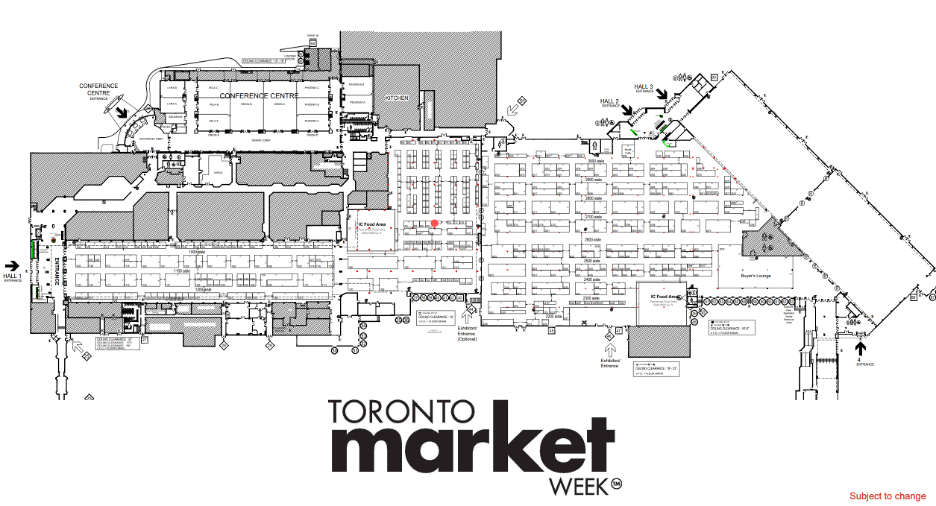 Toronto Market Week floor plan showing Booth 1709, Akoya Beauty Ltd.